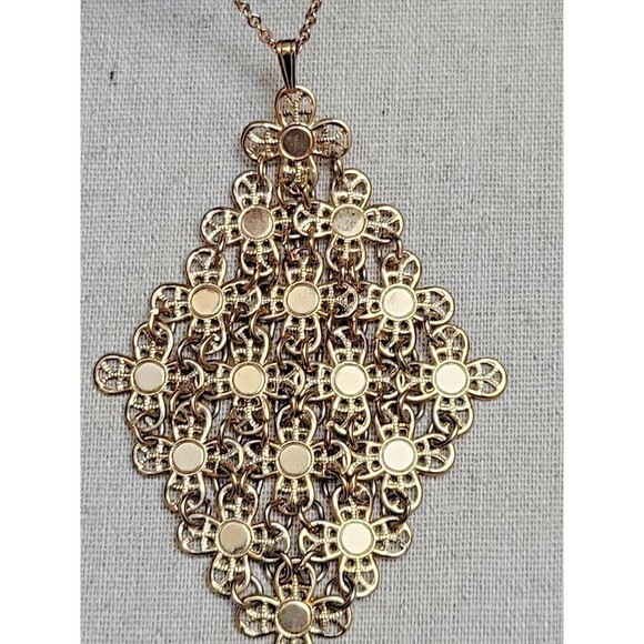 Sarah Coventry Gold Tone Shimmering Movement Mesh Link Pendant Vintage Necklace - Picture 5 of 8